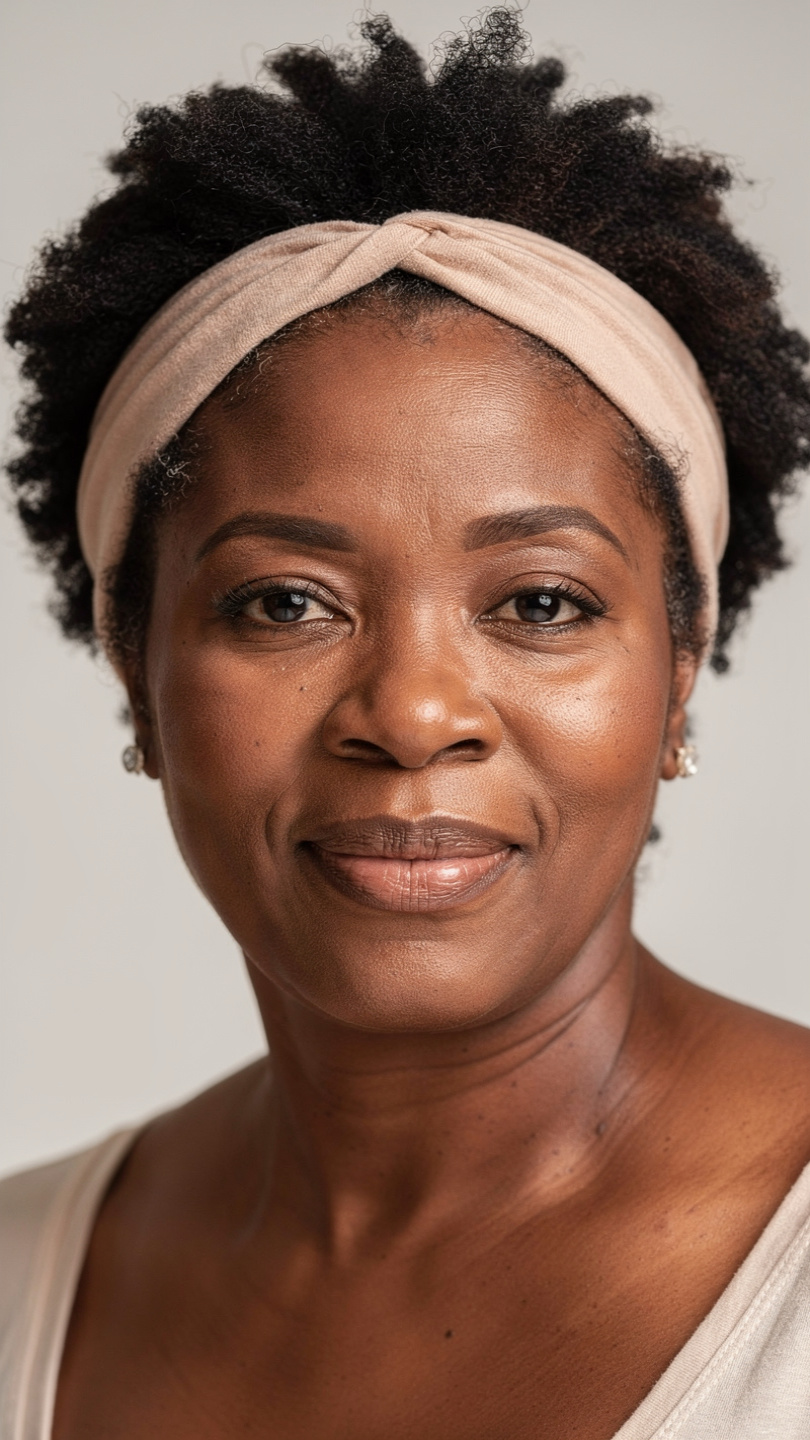 Short 4C Natural Hairstyles for Women Over 50:Timeless & Tight